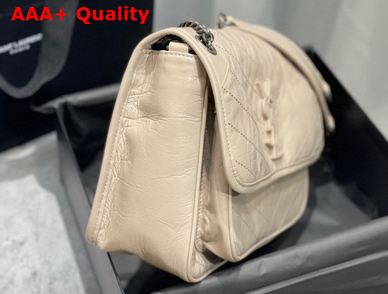 Saint Laurent Niki Medium in Cream Crinkled Vintage Leather Replica