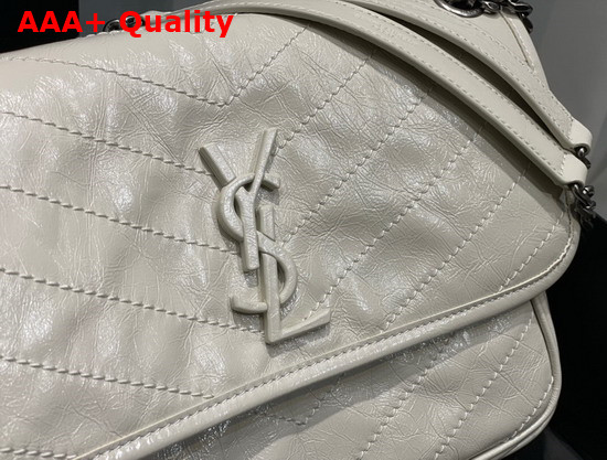 Saint Laurent Niki Medium in Crinkled Vintage Leather Blanc Vintage Replica