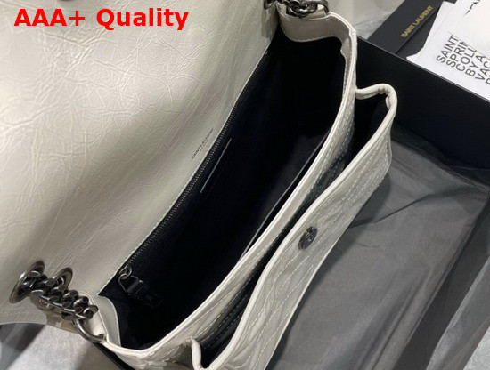 Saint Laurent Niki Medium in Crinkled Vintage Leather Blanc Vintage Replica