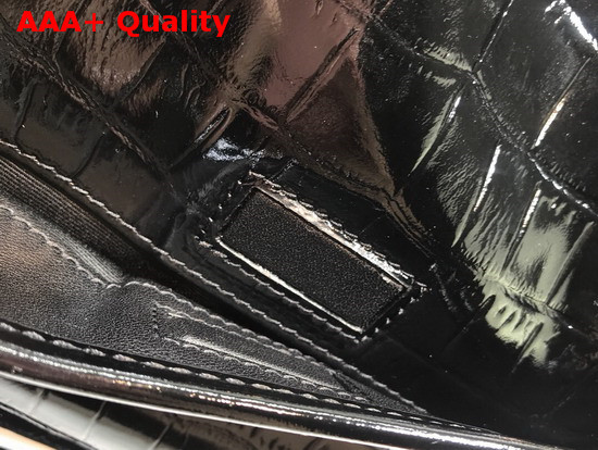 Saint Laurent Niki Medium in Crocodile Embossed Patent Leather Black Replica