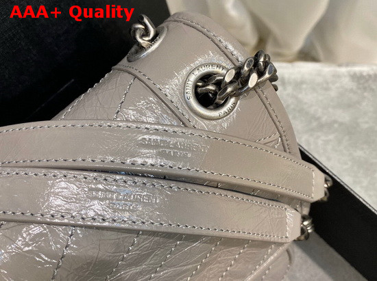 Saint Laurent Niki Medium in Fog Crinkled Vintage Leather Replica