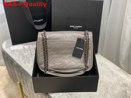 Saint Laurent Niki Medium in Fog Crinkled Vintage Leather Replica