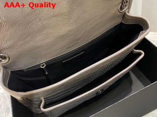 Saint Laurent Niki Medium in Fog Crinkled Vintage Leather Replica