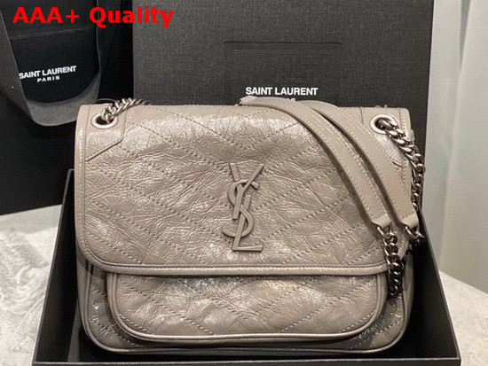 Saint Laurent Niki Medium in Fog Crinkled Vintage Leather Replica