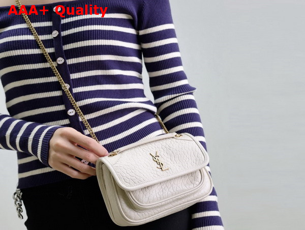 Saint Laurent Niki Mini in Blanc Vintage Grained Lambskin Replica