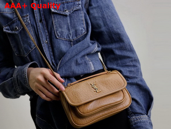 Saint Laurent Niki Mini in Dark Cork Grained Lambskin Replica