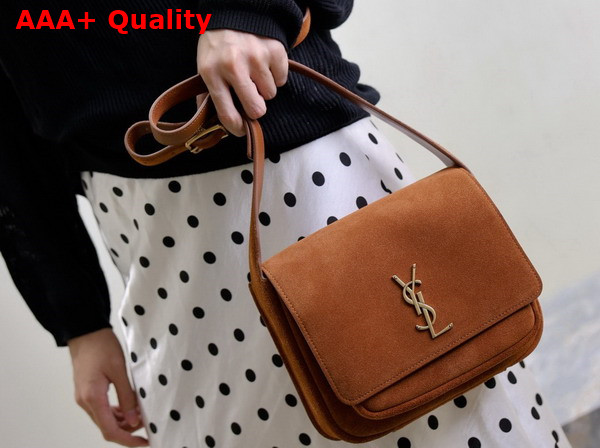 Saint Laurent Niki Satchel in Suede Warm Caramel Cognac Replica