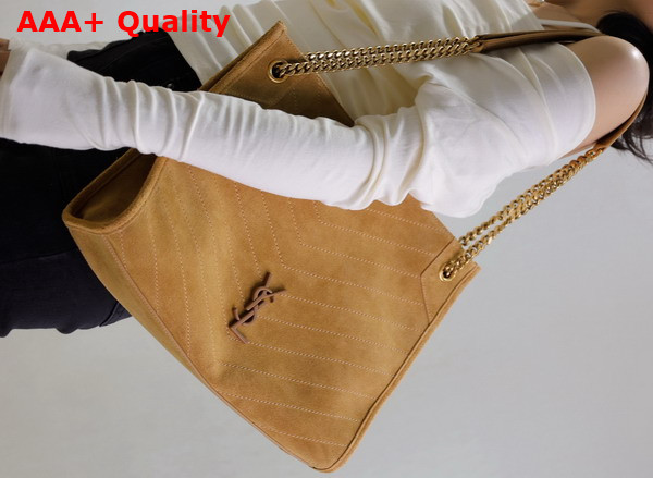 Saint Laurent Niki Shopping Bag in Golden Leaf Suede Calfskin Replica