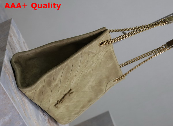 Saint Laurent Niki Shopping Bag in Khaki Suede Calfskin Replica