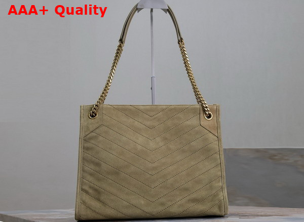 Saint Laurent Niki Shopping Bag in Khaki Suede Calfskin Replica