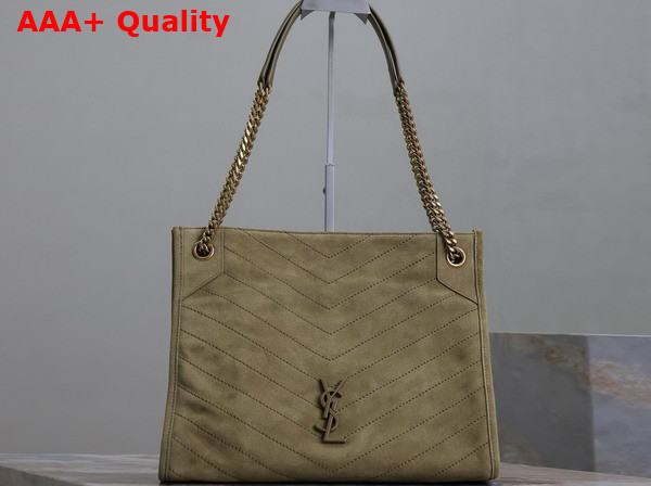 Saint Laurent Niki Shopping Bag in Khaki Suede Calfskin Replica