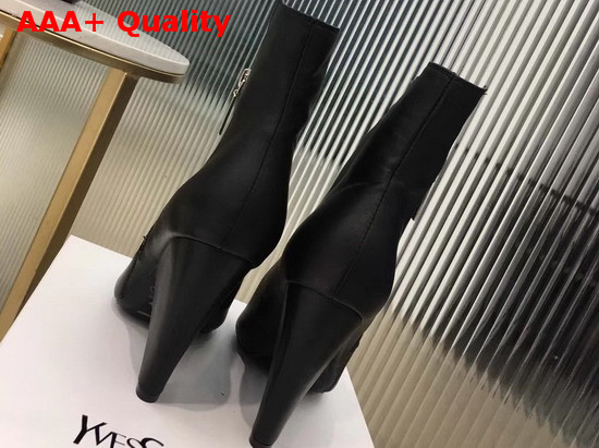 Saint Laurent Niki Wedge Booties in Black Leather Replica