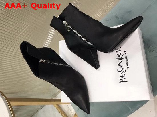 Saint Laurent Niki Wedge Booties in Black Leather Replica