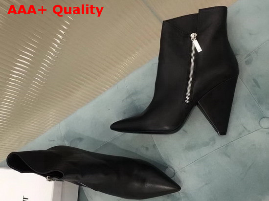 Saint Laurent Niki Wedge Booties in Black Leather Replica