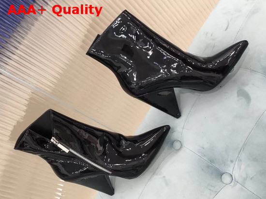 Saint Laurent Niki Wedge Booties in Black Patent Leather Replica