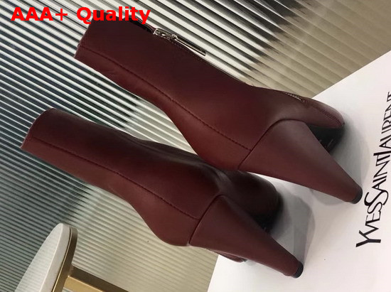Saint Laurent Niki Wedge Booties in Dark Red Leather Replica