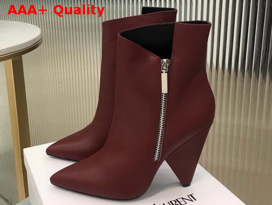 Saint Laurent Niki Wedge Booties in Dark Red Leather Replica