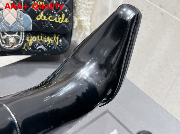 Saint Laurent Nina High Boots in Black Glazed Calfskin Replica