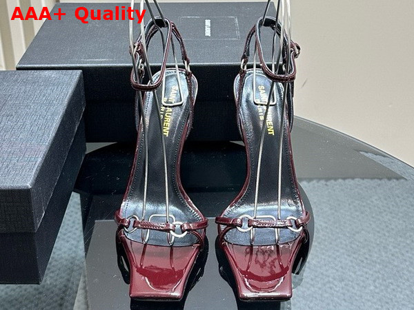 Saint Laurent Nova Sandals in Deep Bordeaux Patent Leather Replica