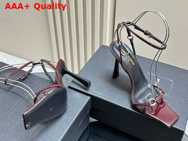 Saint Laurent Nova Sandals in Deep Bordeaux Patent Leather Replica