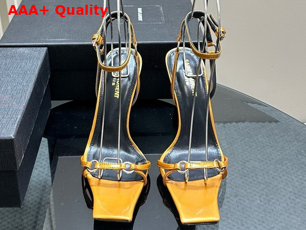 Saint Laurent Nova Sandals in Ocre Patent Leather Replica
