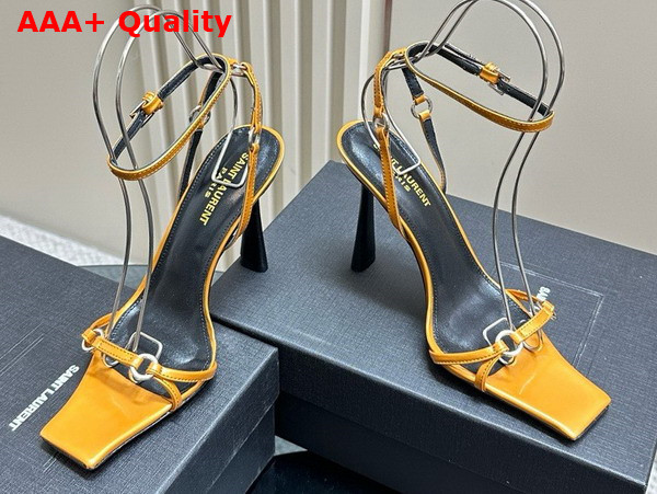 Saint Laurent Nova Sandals in Ocre Patent Leather Replica