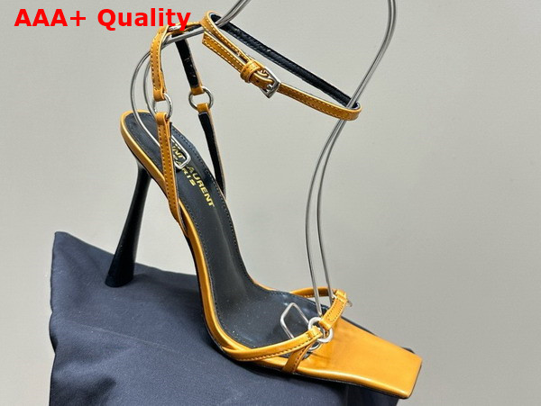 Saint Laurent Nova Sandals in Ocre Patent Leather Replica