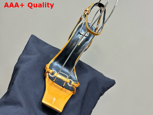 Saint Laurent Nova Sandals in Ocre Patent Leather Replica