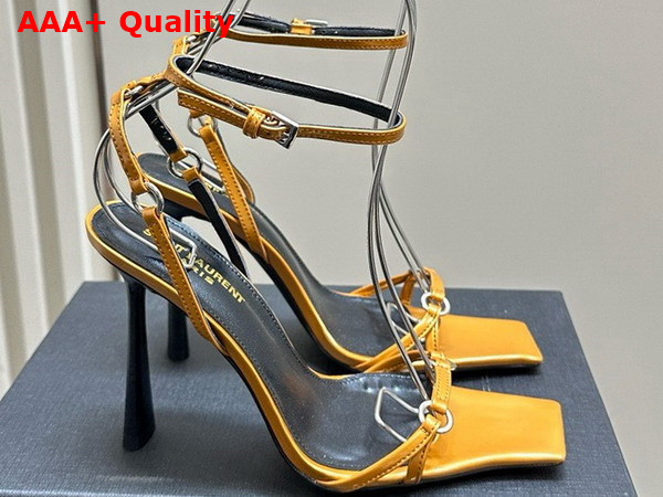 Saint Laurent Nova Sandals in Ocre Patent Leather Replica