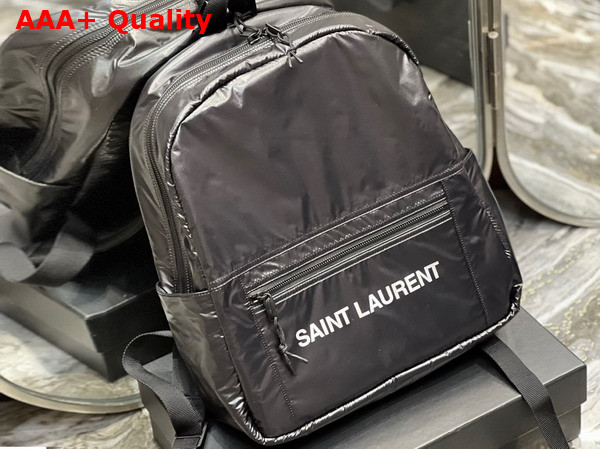 Saint Laurent Nuxx Backpack in Nylon Silver Black Replica