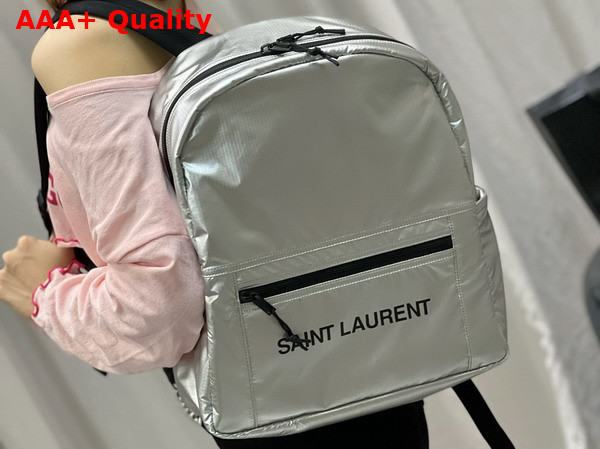 Saint Laurent Nuxx Backpack in Silver Nylon Replica