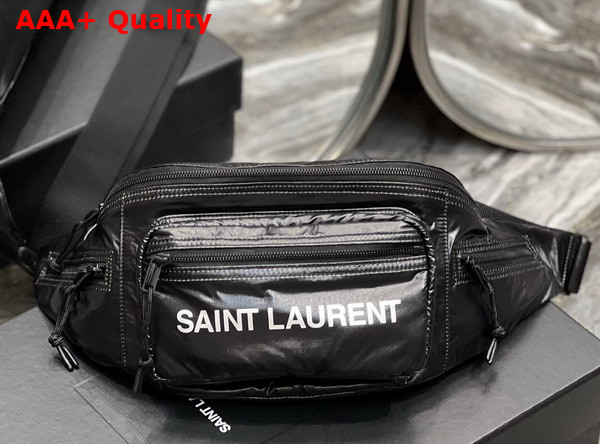 Saint Laurent Nuxx Crossbody Bag in Nylon Black and Platinum Replica