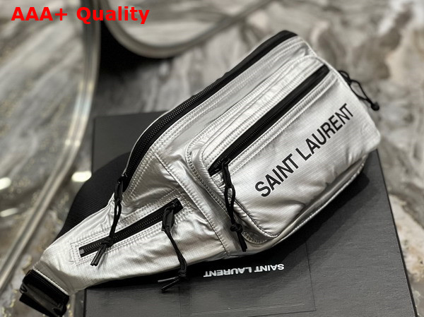 Saint Laurent Nuxx Crossbody Bag in Silver Nylon Replica