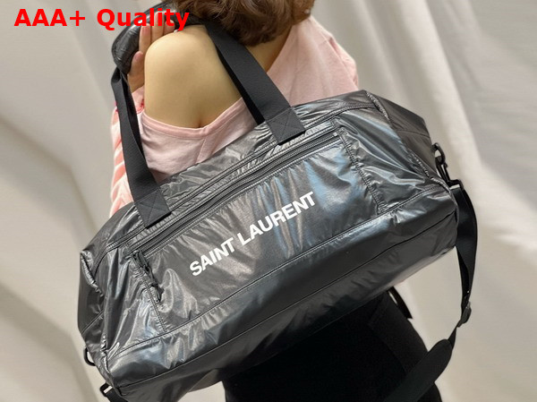 Saint Laurent Nuxx Duffle in Nylon Black and Platinum Replica
