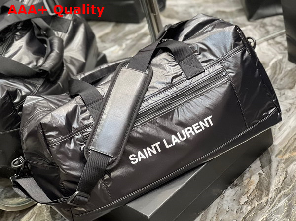 Saint Laurent Nuxx Duffle in Nylon Black and Platinum Replica