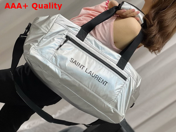 Saint Laurent Nuxx Duffle in Silver Nylon Replica