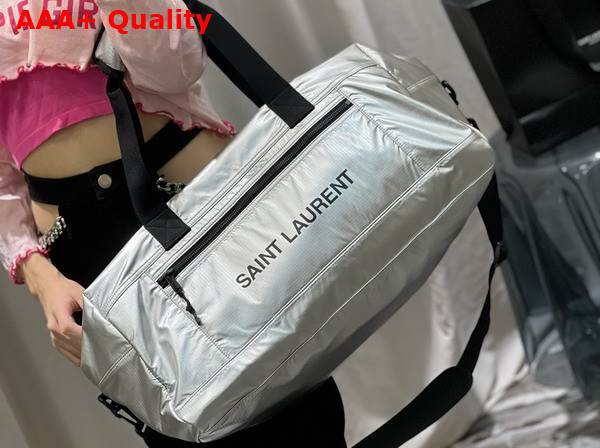 Saint Laurent Nuxx Duffle in Silver Nylon Replica