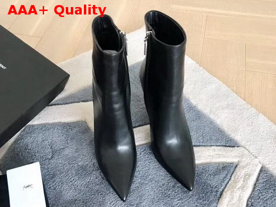 Saint Laurent Opyum Ankle Boot in Black Leather with Black Heel Replica