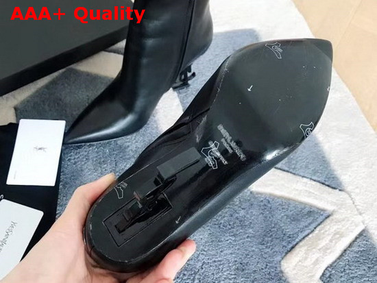 Saint Laurent Opyum Ankle Boot in Black Leather with Black Heel Replica