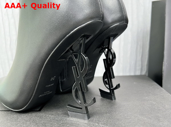 Saint Laurent Opyum Booties in Black Leather with Black Heel Replica