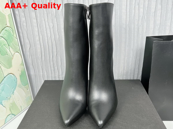 Saint Laurent Opyum Booties in Black Leather with Gold Tone Heel Replica