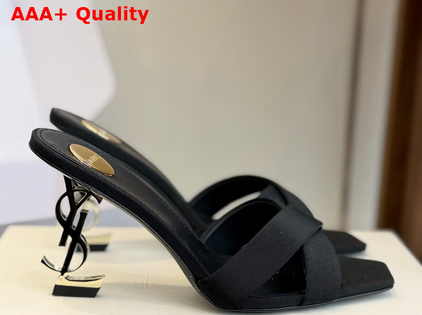 Saint Laurent Opyum Mules in Black Grosgrain 8189319 Replica