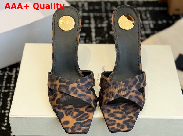 Saint Laurent Opyum Mules in Leopard Grosgrain 8189319 Replica