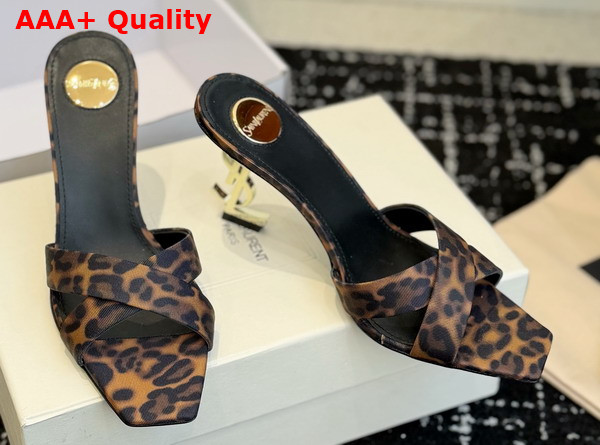 Saint Laurent Opyum Mules in Leopard Grosgrain 8189319 Replica