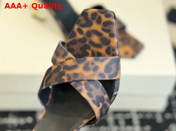 Saint Laurent Opyum Mules in Leopard Grosgrain 8189319 Replica