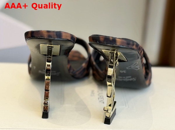 Saint Laurent Opyum Mules in Leopard Grosgrain 8189319 Replica
