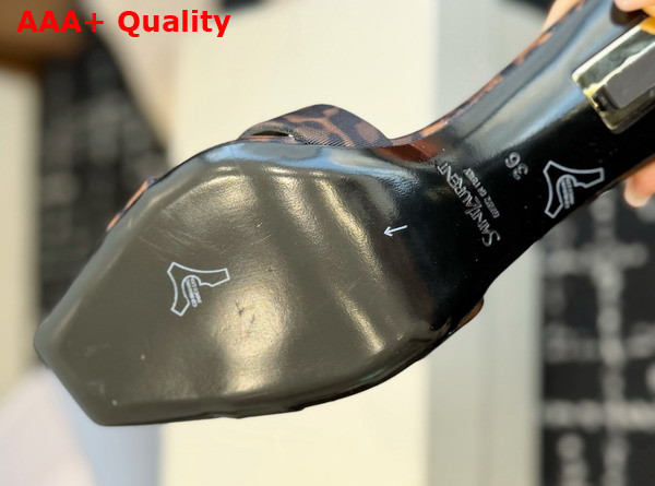 Saint Laurent Opyum Mules in Leopard Grosgrain 8189319 Replica