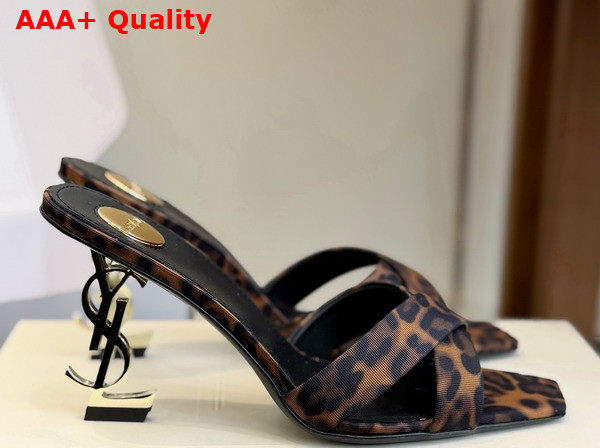 Saint Laurent Opyum Mules in Leopard Grosgrain 8189319 Replica