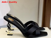 Saint Laurent Opyum Mules in Satin Crepe Black 8189319 Replica