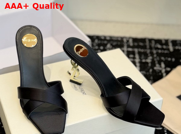 Saint Laurent Opyum Mules in Satin Crepe Black 8189319 Replica
